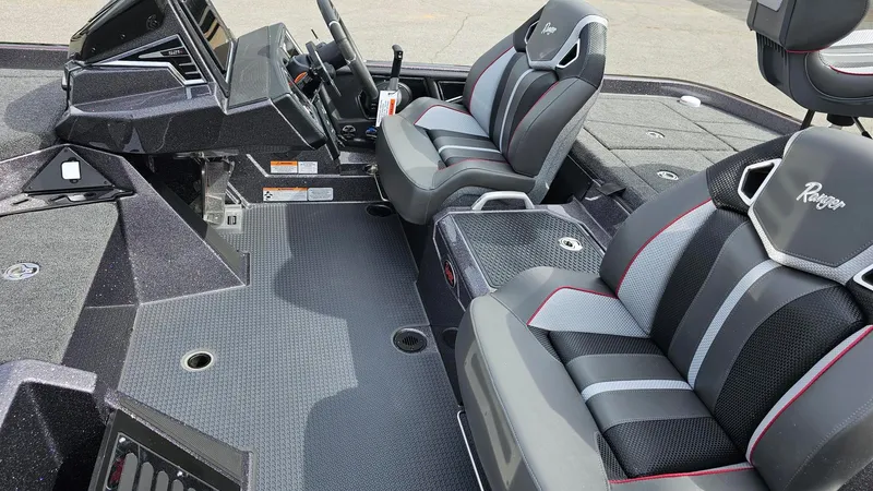Slide: The Image of 2024 Ranger Z521R Ranger Cup Equipped boat interior with dual seats and advanced dashboard. - 22