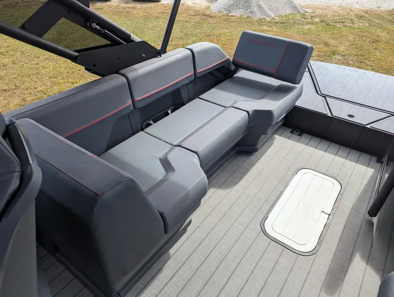 Slide: The Image of 2024 Manitou Explore 22 MAX w/150 Rotax interior seating area. - 11