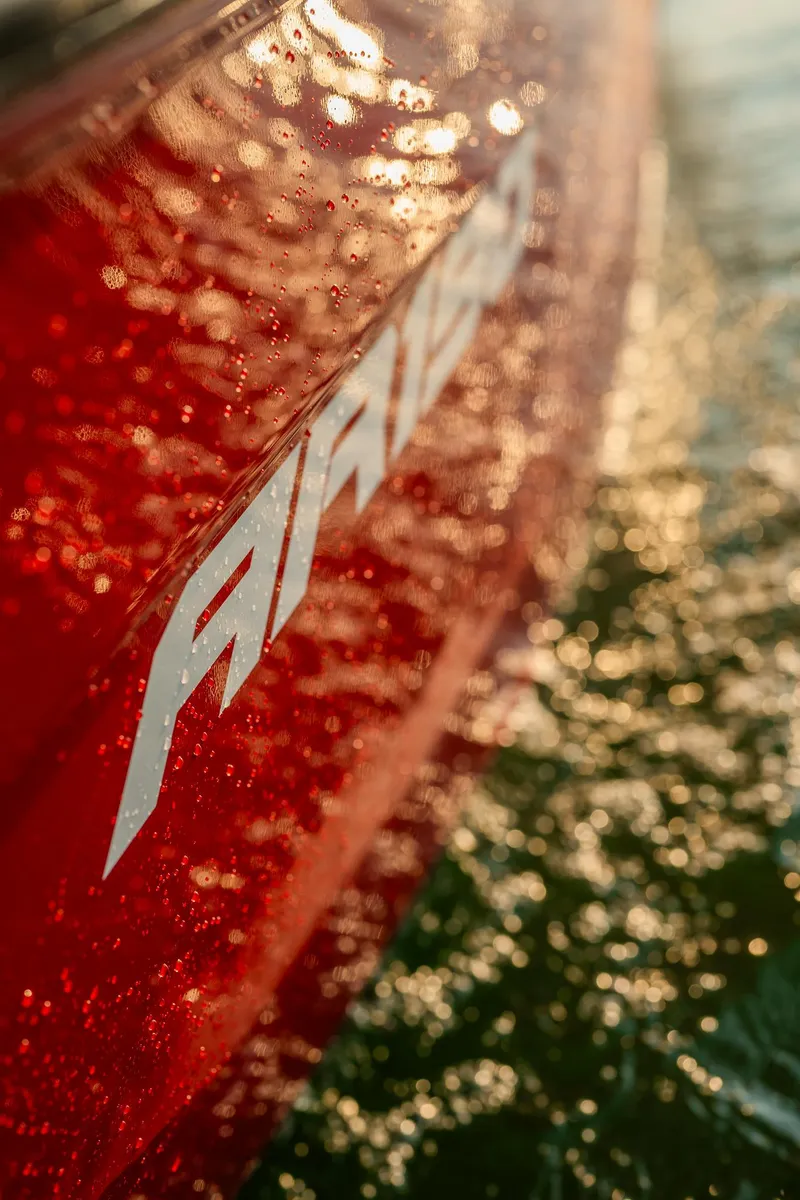 Slide: The Image of Close-up of 2024 Yamaha Boats AR190 with water splashes. - 8