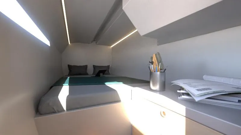 Slide: The Image of Interior cabin of 2025 Catamaran Dual Flyer 400 with bed and desk. - 11