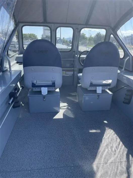 Slide: The Image of Interior of 2023 Klamath 16 Explorer Windshield boat with two seats. - 3