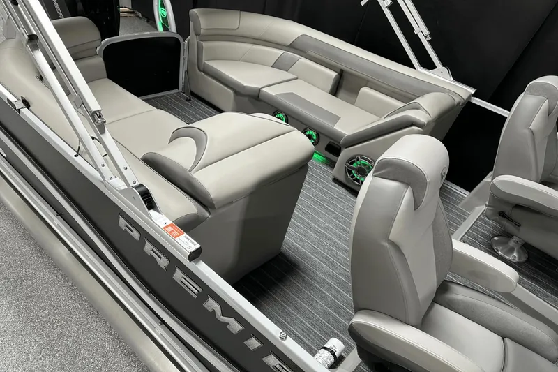 Slide: The Image of 2024 Premier 250 Solaris Sport interior with luxurious seating and modern design. - 17
