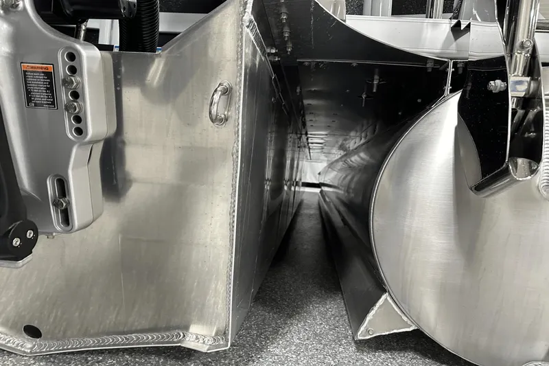 Slide: The Image of Close-up of 2024 Premier 250 Solaris Sport pontoon boat's aluminum structure. - 30