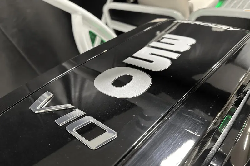 Slide: The Image of Close-up of Mercury V10 engine on 2024 Premier 250 Solaris Sport boat. - 33