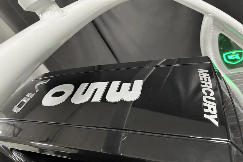 Slide: The Image of Close-up of Mercury engine on 2024 Premier 250 Solaris Sport boat. - 34