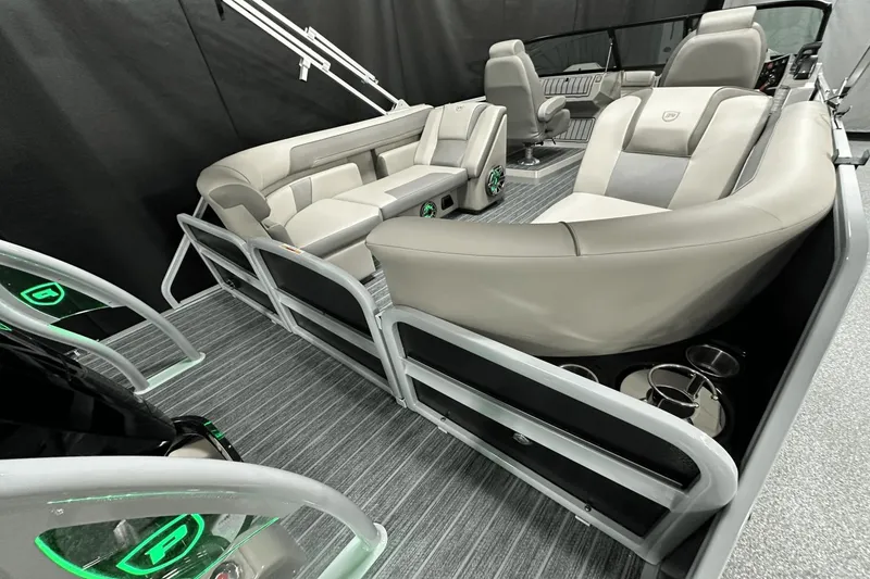 Slide: The Image of 2024 Premier 250 Solaris Sport boat interior with luxurious seating and modern design. - 35