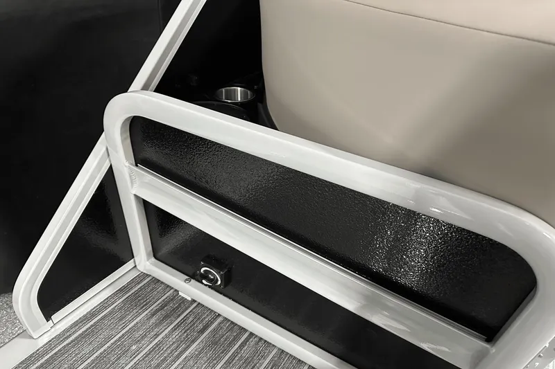 Slide: The Image of 2024 Premier 250 Solaris Sport interior detail with sleek black and white design. - 42