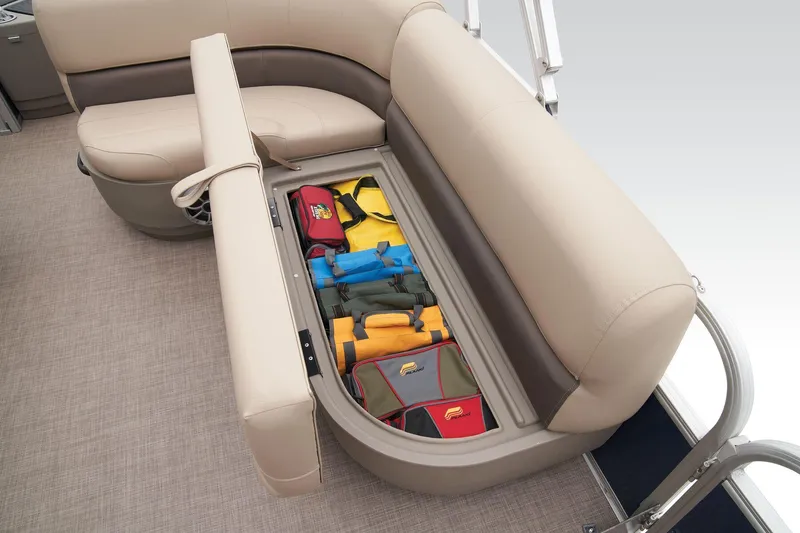 Slide: The Image of 2024 Sun Tracker Bass Buggy 18 DLX pontoon boat with under-seat storage. - 44