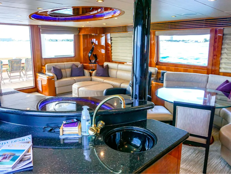 Slide: The Image of Luxurious interior of 2003 Hargrave Sky Lounge Motoryacht with elegant seating and modern amenities. - 10