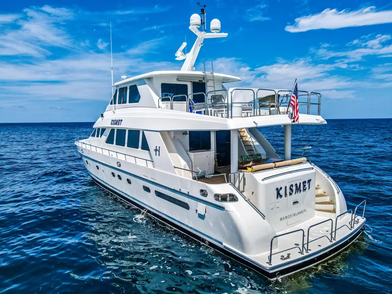 Slide: The Image of 2003 Hargrave Sky Lounge Motoryacht on open sea under blue sky. - 36