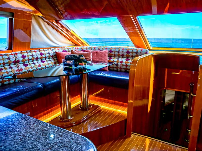 Slide: The Image of Luxurious interior of 2003 Hargrave Sky Lounge Motoryacht with ocean view and elegant seating. - 9
