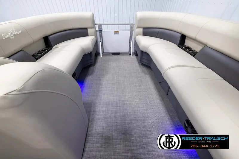Slide: The Image of 2024 SunChaser Vista 22 LR interior with plush seating and modern design. - 15