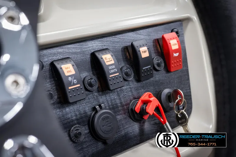 Slide: The Image of Control panel of the 2024 SunChaser Vista 22 LR pontoon boat. - 31