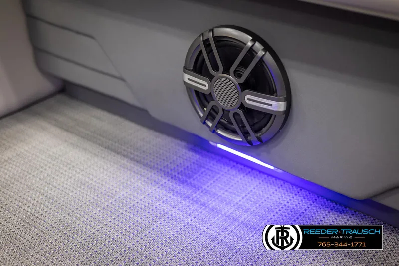 Slide: The Image of 2024 SunChaser Vista 22 LR interior speaker with blue LED lighting. - 32
