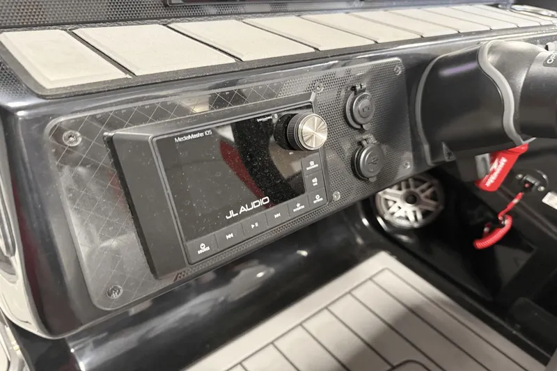 Slide: The Image of Control panel of 2024 Premier 250 Solaris with JL Audio system and modern dashboard. - 37