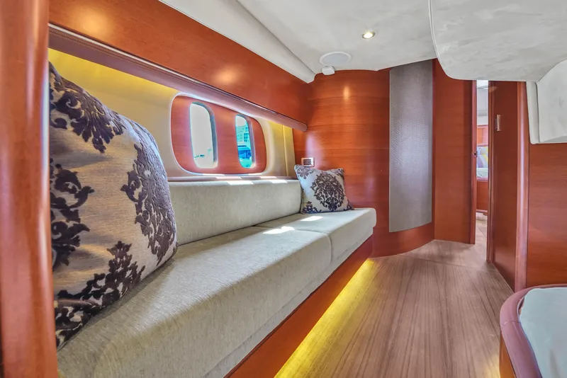 Slide: The Image of Luxurious interior of 2012 Zeelander 44 yacht with elegant seating and ambient lighting. - 11