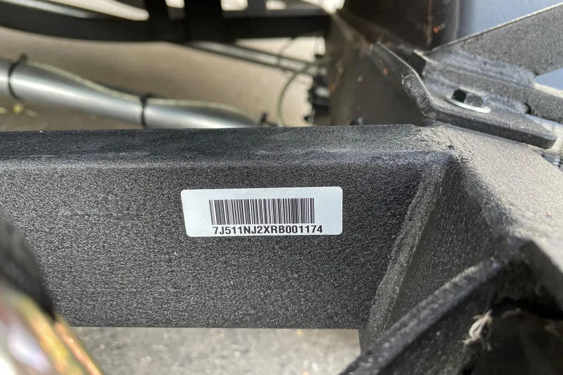 Slide: The Image of Barcode on 2024 Tracker Targa V-18 WT boat frame, close-up view. - 67