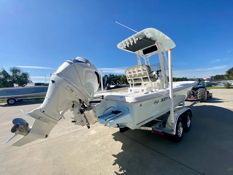 Slide: The Image of 2024 Key West 230 Bay Reef boat on trailer, rear view. - 3