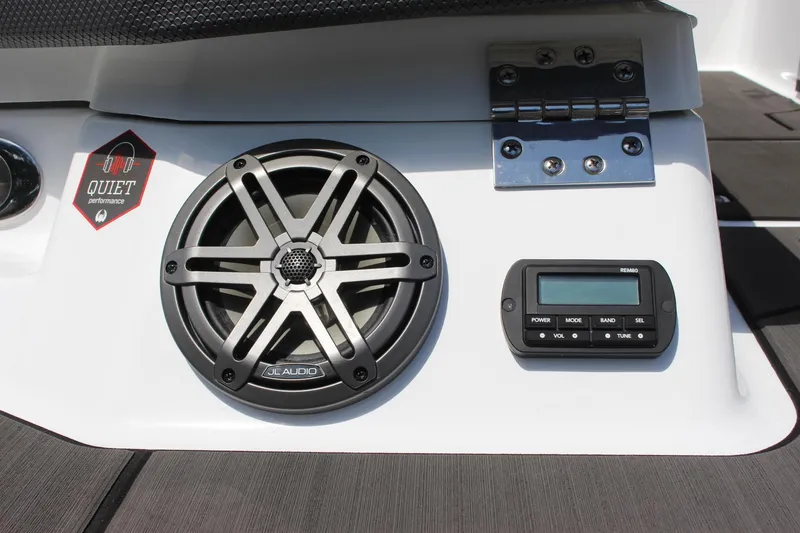 Slide: The Image of 2023 Scarab 285 ID boat audio system with speaker and control panel. - 16