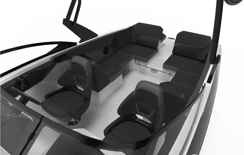 Slide: The Image of 2024 Scarab 255 Open ID boat interior with black seating and modern design. - 3