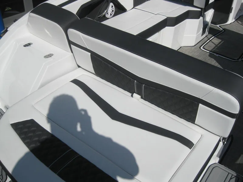 Slide: The Image of 2024 Monterey 258SS Super Sport boat seat with modern design. - 8