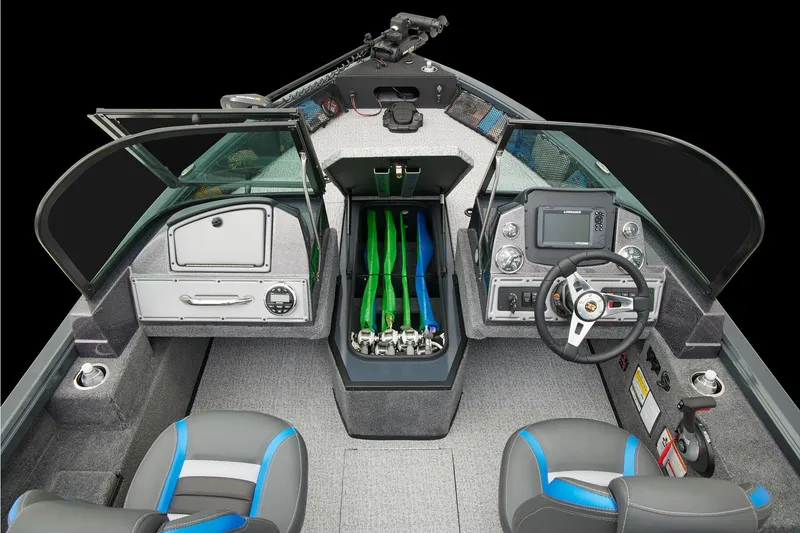 Slide: The Image of 2024 Ranger VS1682SC Angler boat interior with steering console and seating. - 12