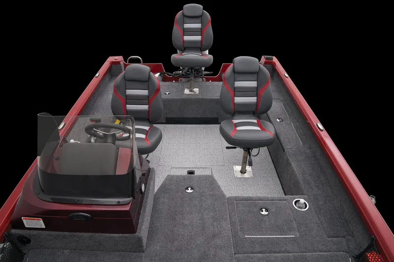 Slide: The Image of 2024 Ranger VS1682SC Angler boat interior with four seats and red accents. - 31