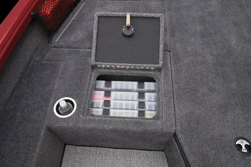 Slide: The Image of 2024 Ranger VS1682SC Angler boat storage compartment with tackle boxes. - 37