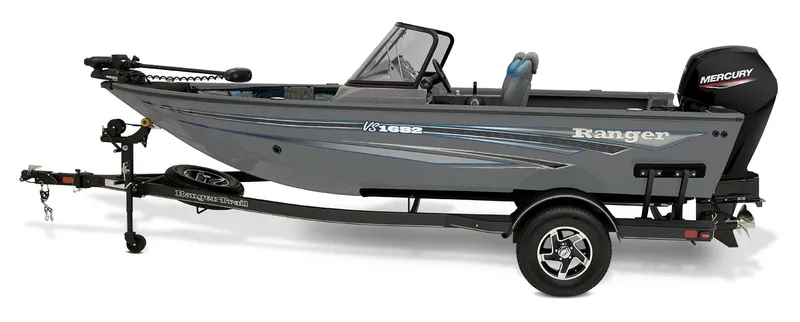 Slide: The Image of 2024 Ranger VS1682SC Angler fishing boat on trailer. - 8