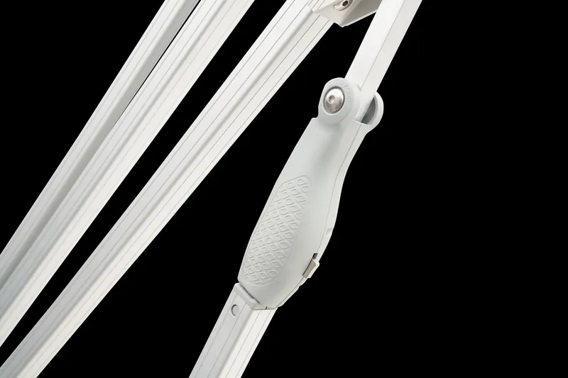 Slide: The Image of Close-up of 2024 Ranger Reata 223F boat canopy hinge mechanism. - 41