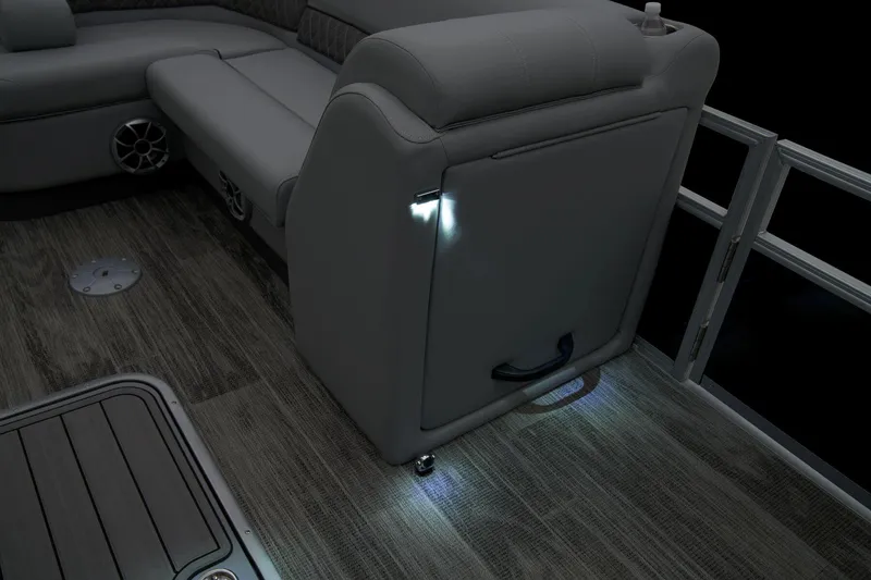 Slide: The Image of 2024 Ranger Reata 223F interior with LED lighting and luxurious seating. - 44