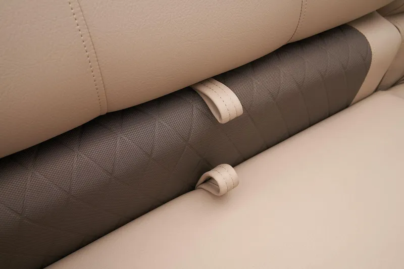 Slide: The Image of Close-up of 2024 Sun Tracker SportFish 22 DLX seat cushions and straps. - 47