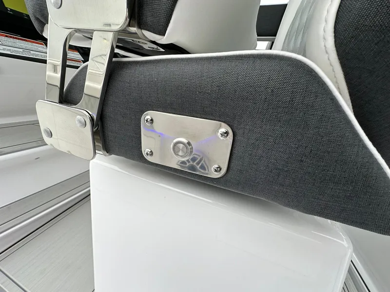 Slide: The Image of 2024 Blackfin 400 CC boat interior with illuminated seating and advanced navigation system. - 12