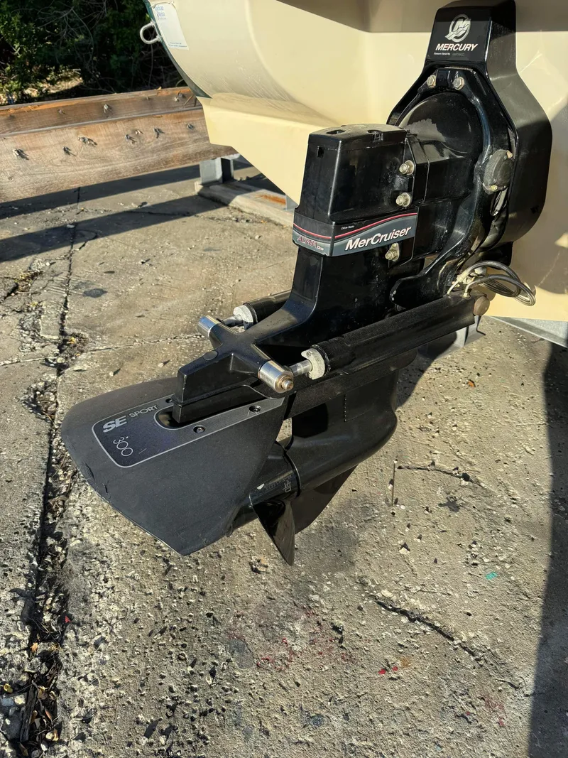 Slide: The Image of Close-up of a 2005 Sea Ray 180 Sport boat's MerCruiser outdrive. - 38