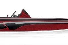 Slide: The Image of 2024 Nitro Z17 boat, side view, red and black design. - 8
