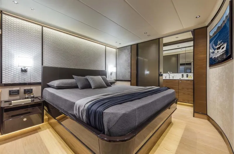Slide: The Image of Luxurious bedroom interior of 2024 Absolute 68 NAVETTA yacht with modern design. - 14