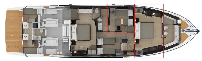 Slide: The Image of Top view layout of 2024 Absolute 68 NAVETTA yacht interior. - 23