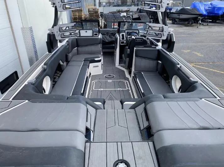 Slide: The Image of 2022 Supra SE boat interior with spacious seating and modern design. - 5