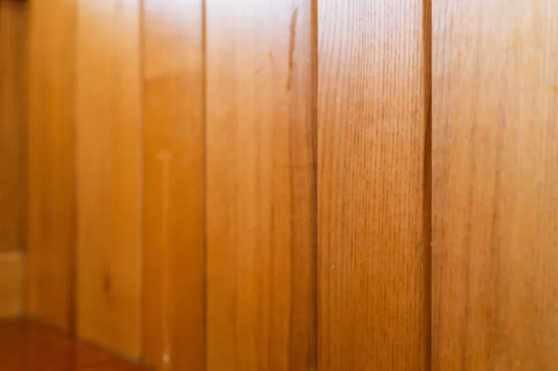 Slide: The Image of Close-up of wooden paneling on a 2009 Custom Gartside Downeast Cruiser. - 21