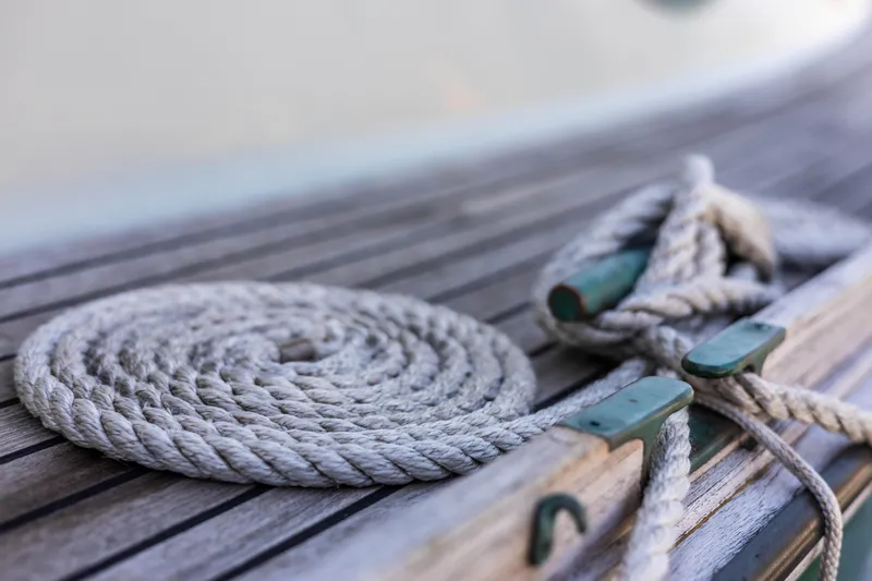 Slide: The Image of Coiled rope on deck of 2009 Custom Gartside Downeast Cruiser. - 43