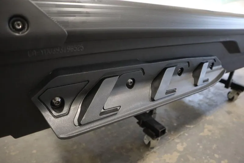 Slide: The Image of 2025 Sea-Doo GTI 130 hull detail with mounting brackets on display. - 25