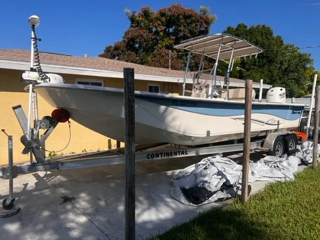 The Image of 2019 Carolina Skiff 258 DLV boat on Continental trailer in driveway. - 6