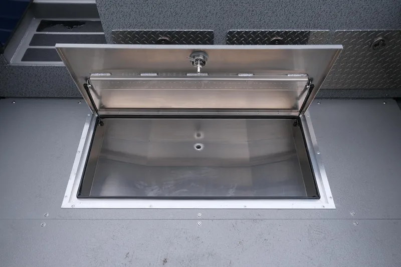 Slide: The Image of 2024 Thunder Jet 21 Chinook Pro boat storage compartment. - 22