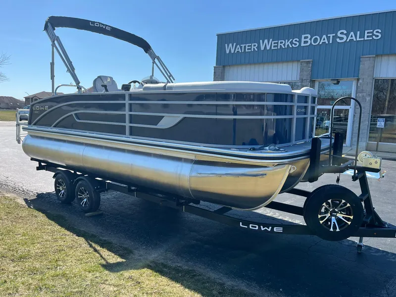 Slide: The Image of 2024 Lowe SS 210 DL pontoon boat on trailer at Water Werks Boat Sales. - 28