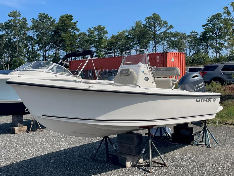 Slide: The Image of 2024 Key West 1720 Center Console boat on stands. - 9