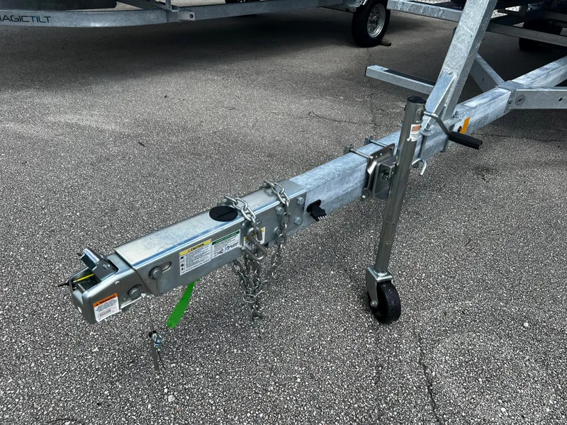 Slide: The Image of 2024 Bentley Pontoons Fish 20 trailer hitch and jack on asphalt. - 13