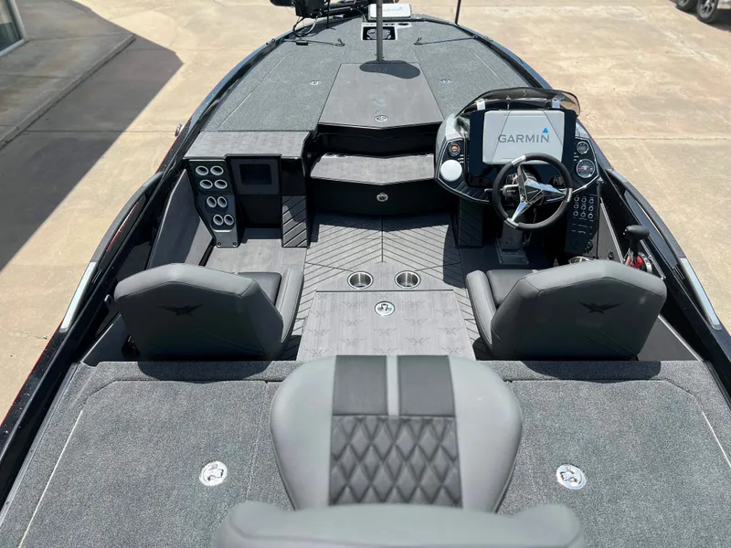 Slide: The Image of 2024 Vexus VX 20 boat interior with Garmin navigation system and dual seating. - 4