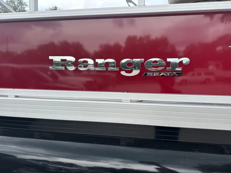 Slide: The Image of 2024 Ranger Reata 200F boat with red and silver detailing. - 3