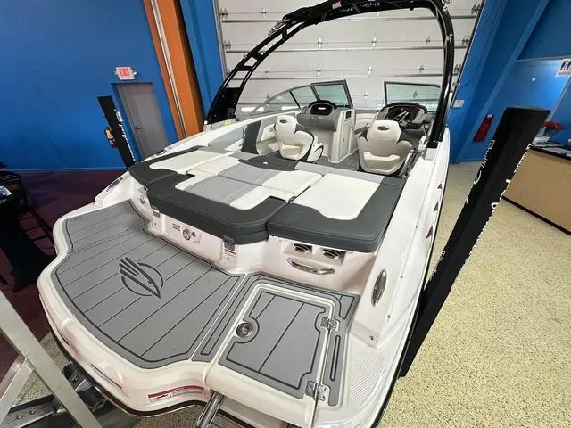 Slide: The Image of 2024 Chaparral 21 SSi boat interior with seating and swim platform. - 4