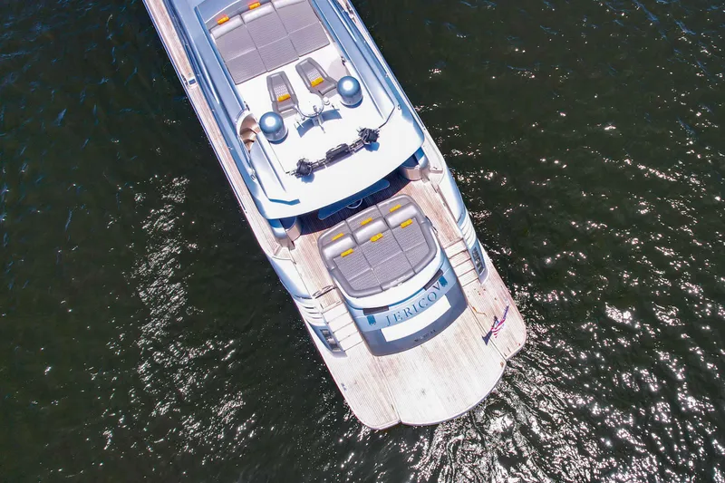 Slide: The Image of Aerial view of a 2007 Pershing 90 yacht on the water. - 11